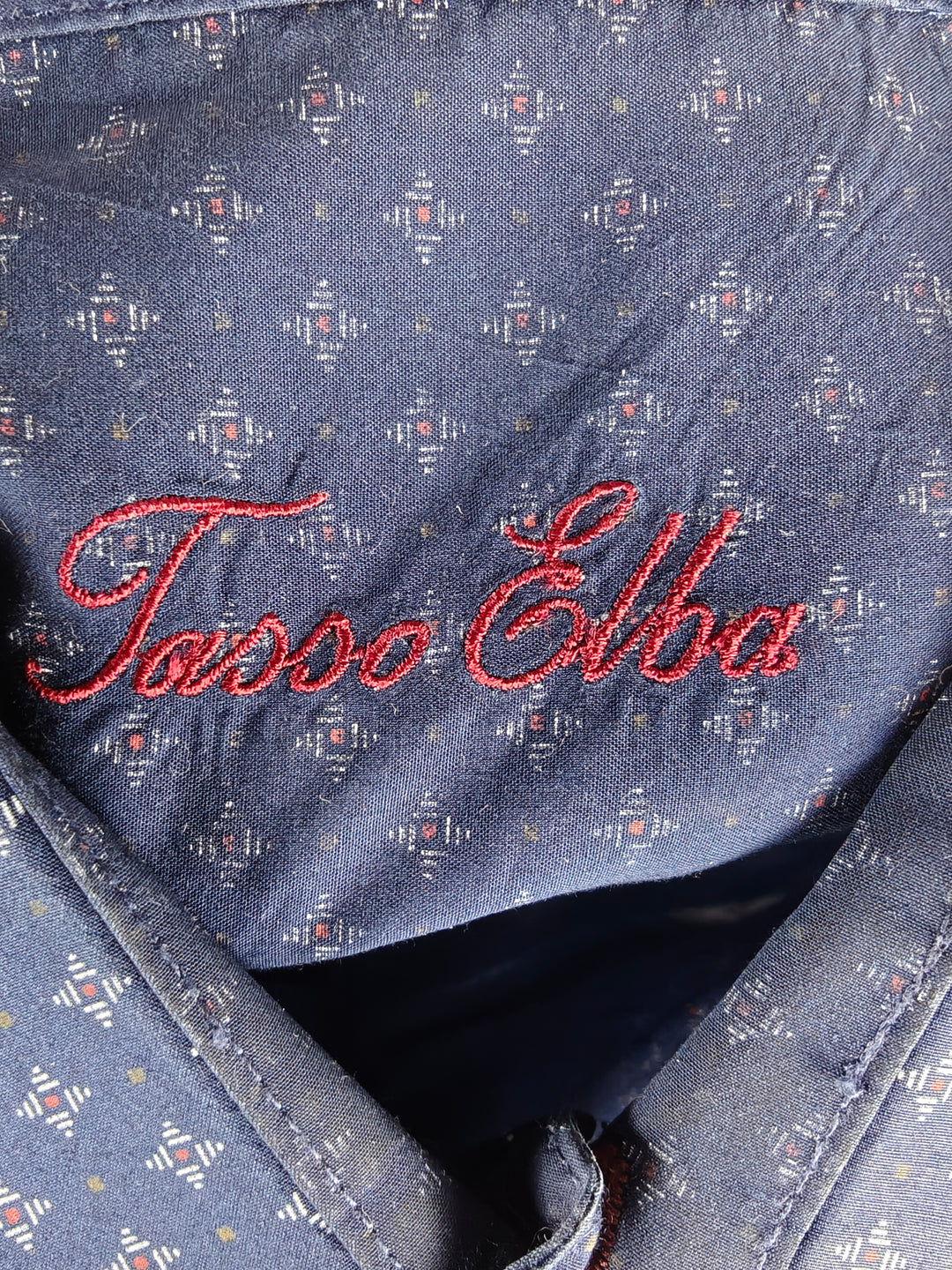 Tasso Elba Men's XXL Blue Geometric Print Button Up Shirt Long Sleeve 100% Cotton
