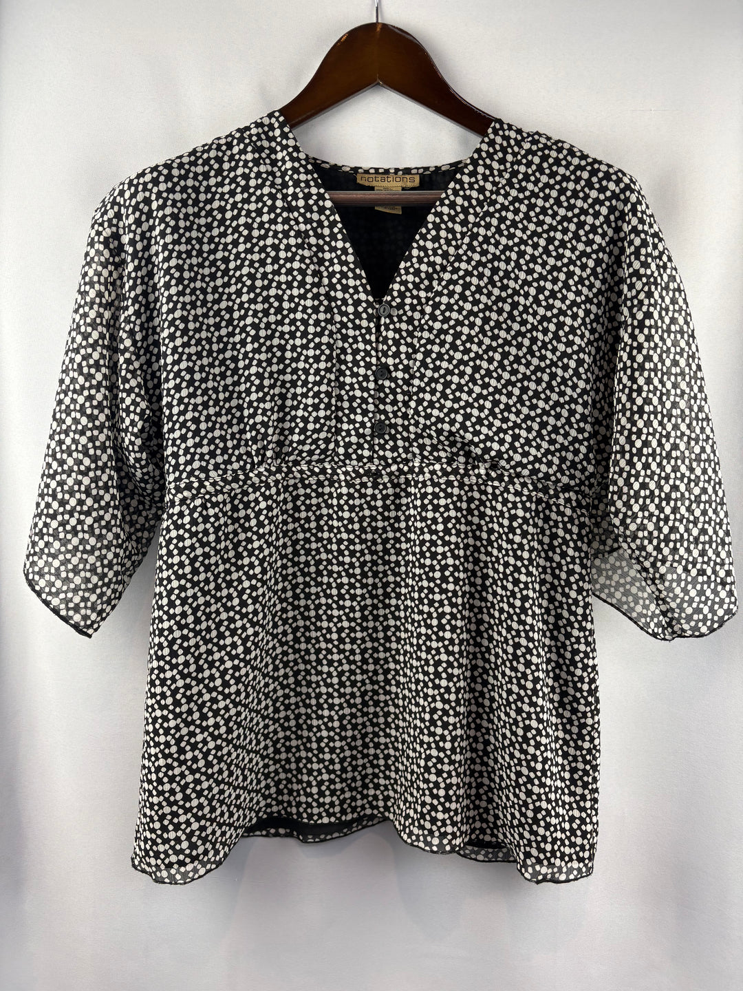 Women’s Notations Small Black & White Dot Blouse