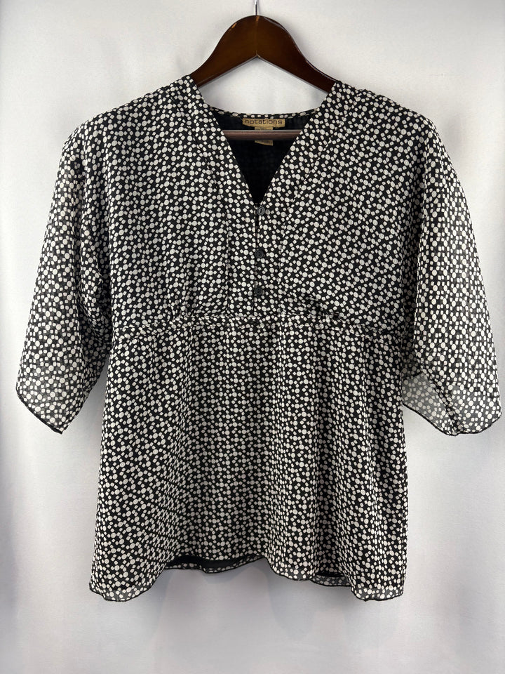 Women’s Notations Small Black & White Dot Blouse