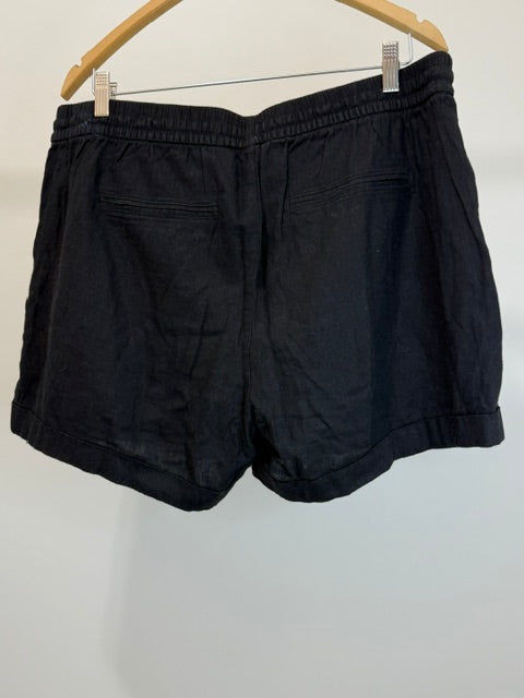 Old Navy Linen Blend Pull On Shorts Black Drawstring XL