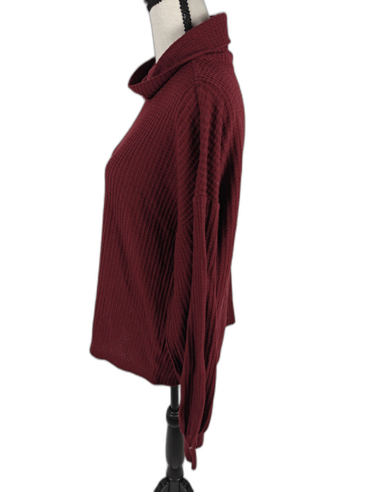 Women’s Sanctuary Cowl Neck Waffle Knit Sweater Burgundy Size L