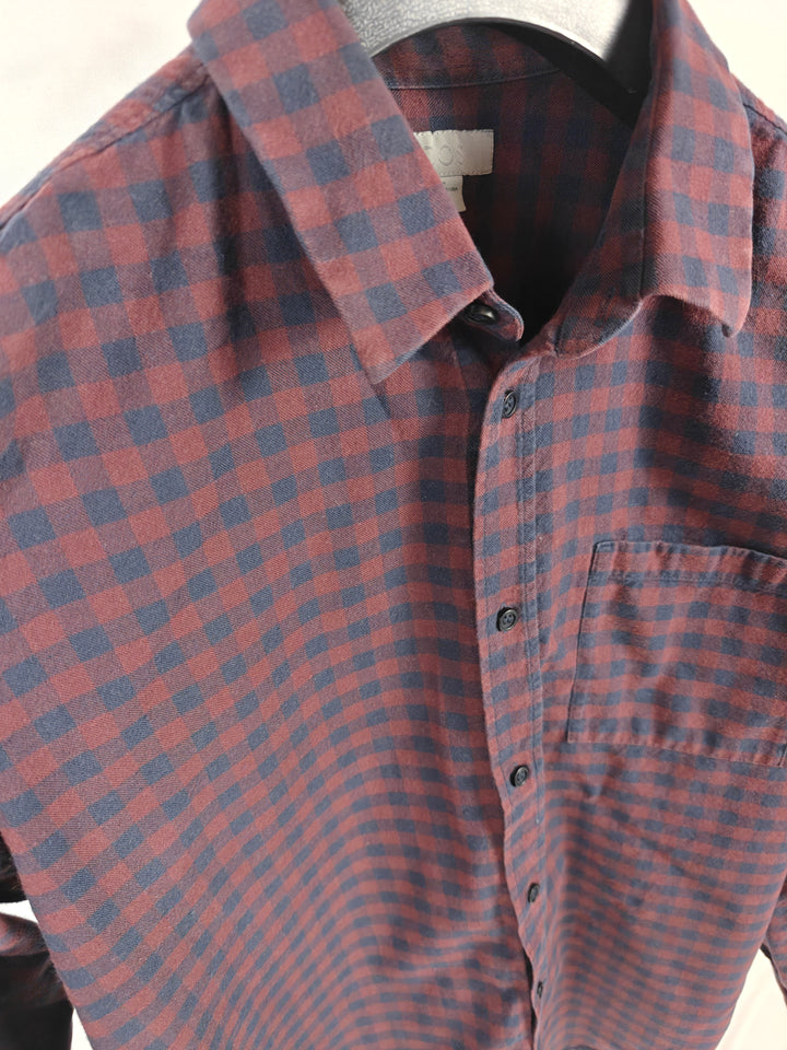 Mens COS Flannel Shirt Red Navy Size M