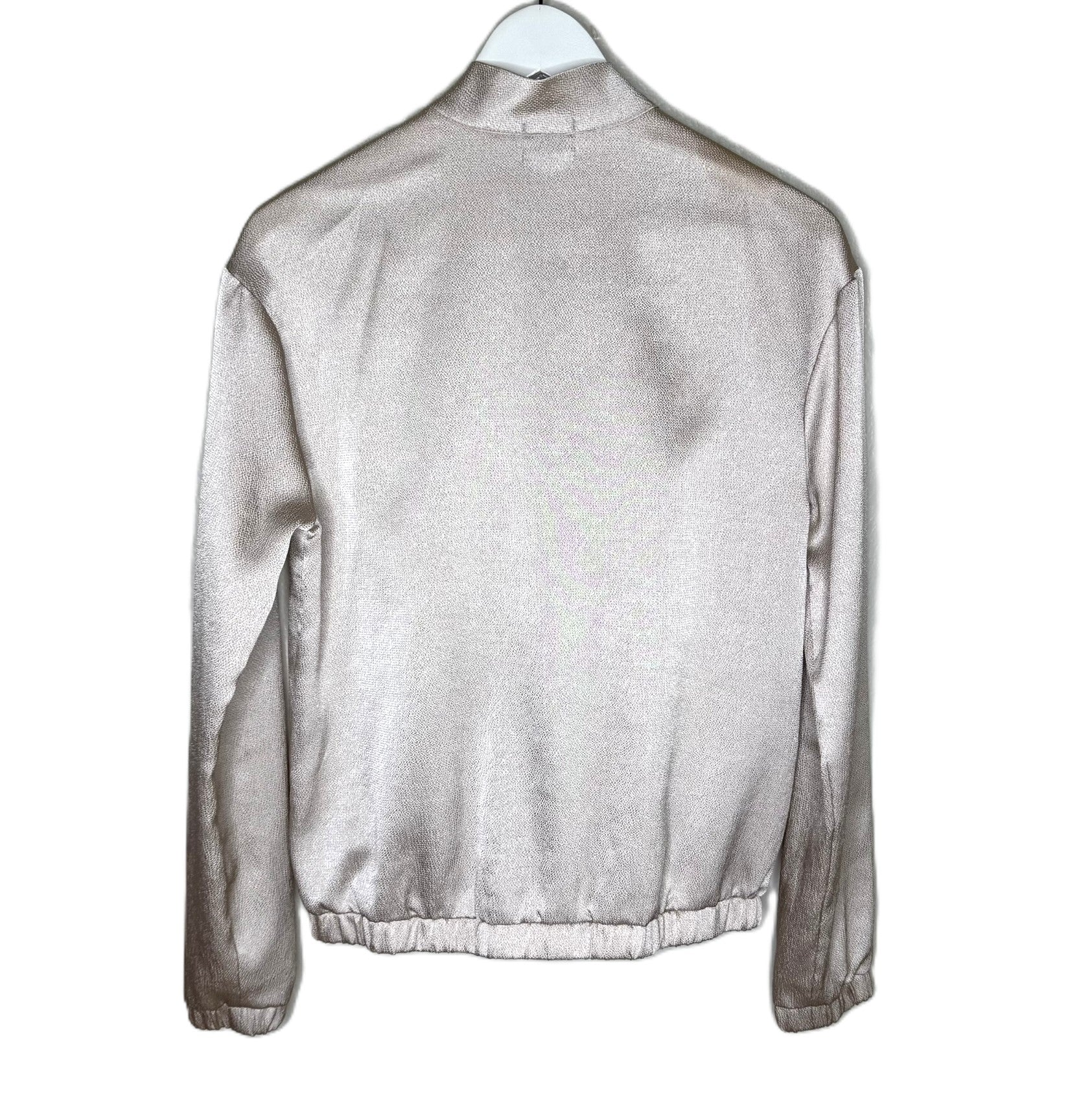 free press Women's Rose Gold Lightweight Textured Satin Bomber Jacket, Size XS