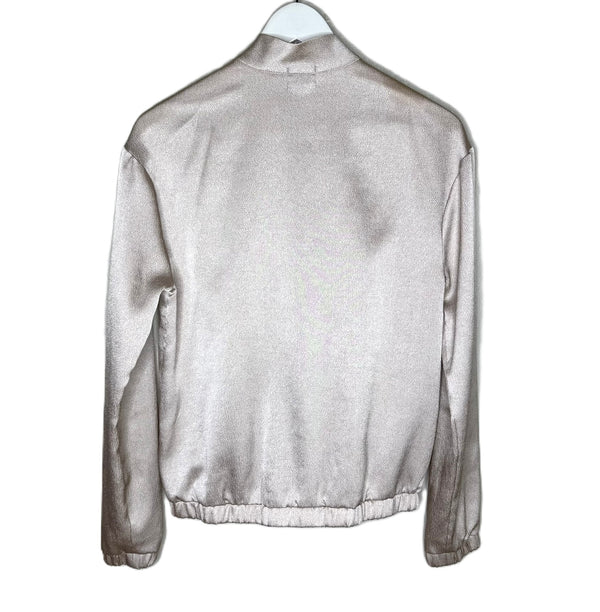 free press Women's Rose Gold Lightweight Textured Satin Bomber Jacket, Size XS