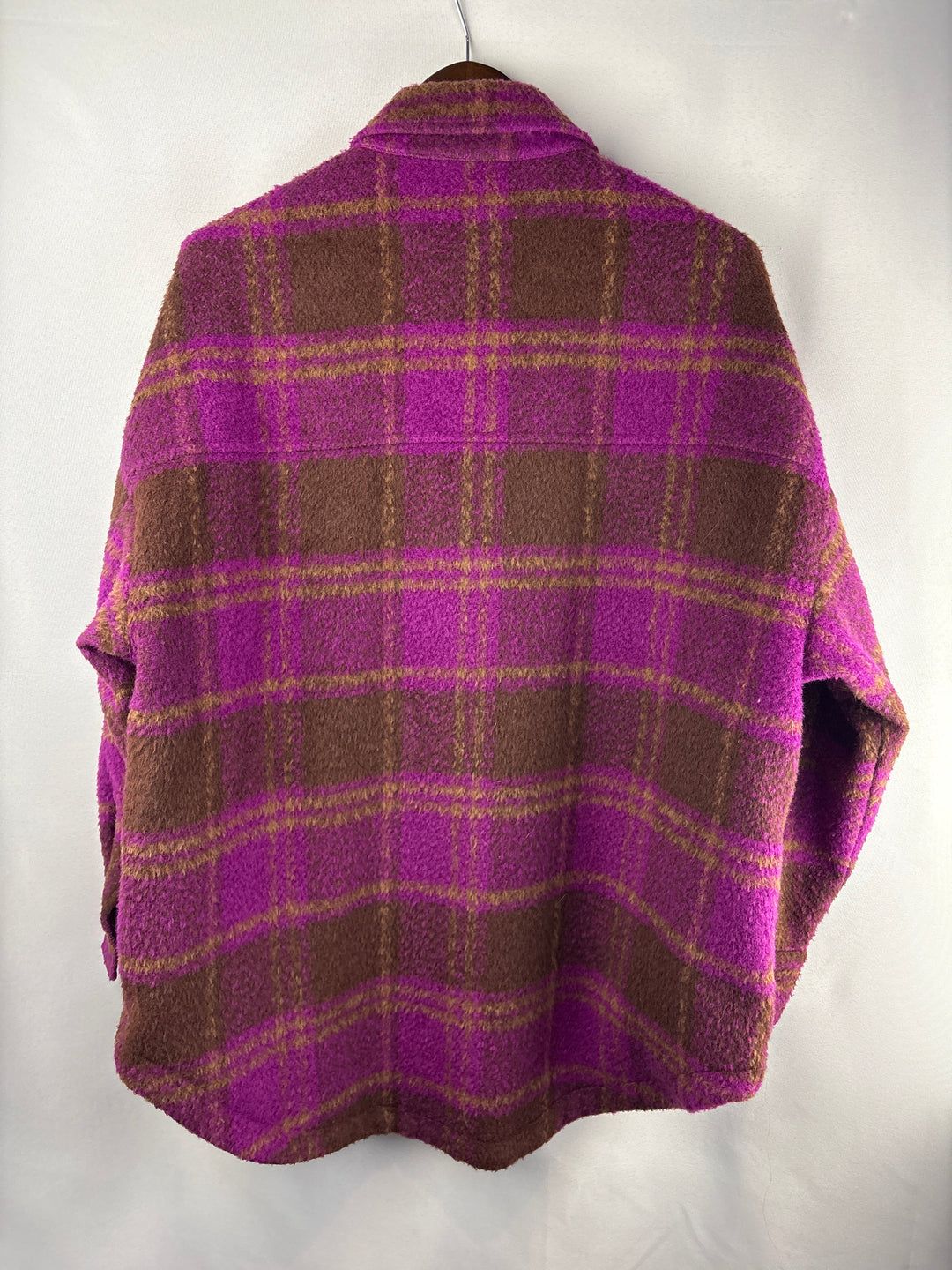 Women’s Good American Size 3/4 Purple &amp; Brown Plaid Jacket