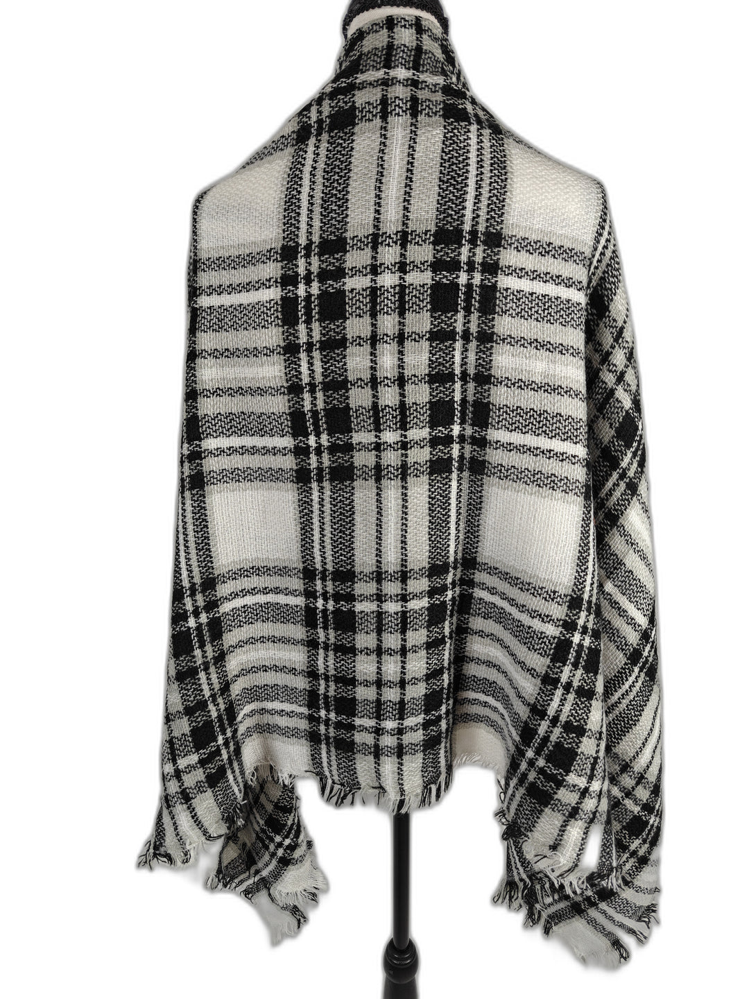 Women Unbranded Plaid Blanket Scarf Black White One Size