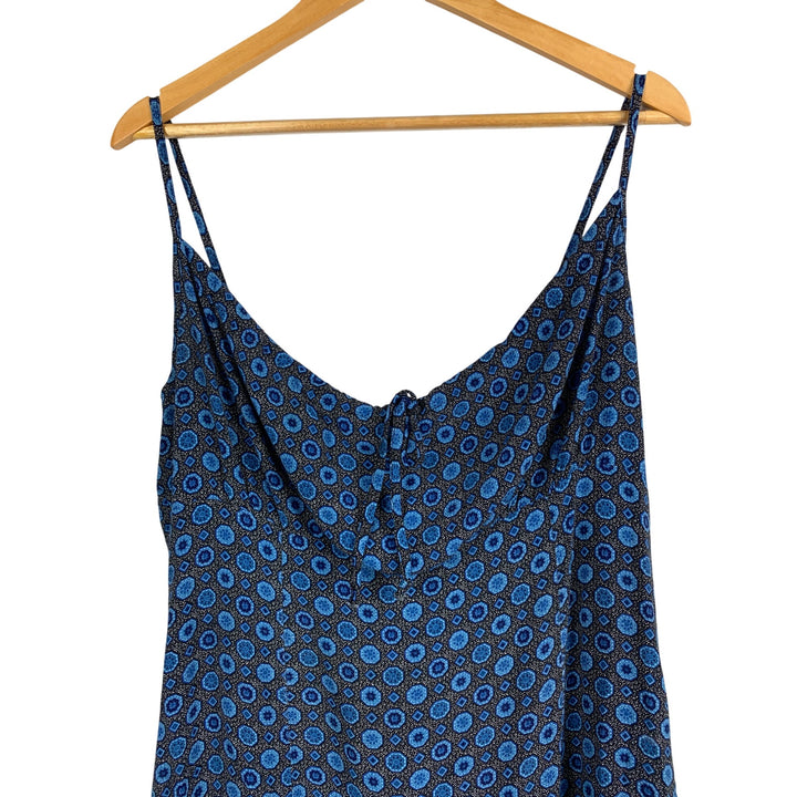 Xhilaration Blue & Black Sleeveless Slip Dress Large