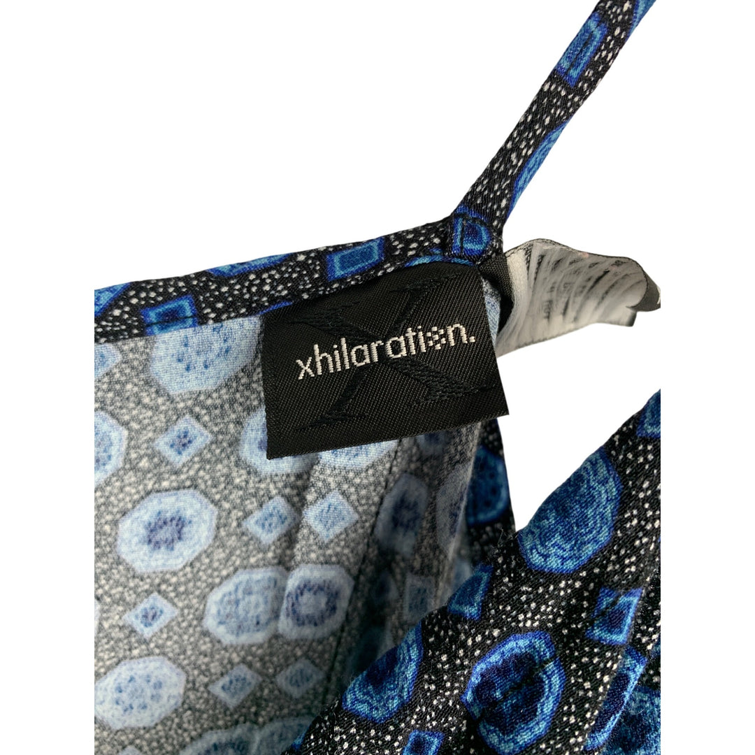 Xhilaration Blue & Black Sleeveless Slip Dress Large
