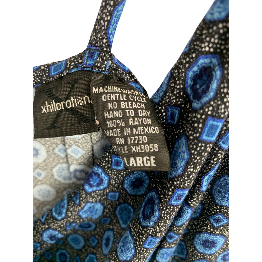 Xhilaration Blue & Black Sleeveless Slip Dress Large
