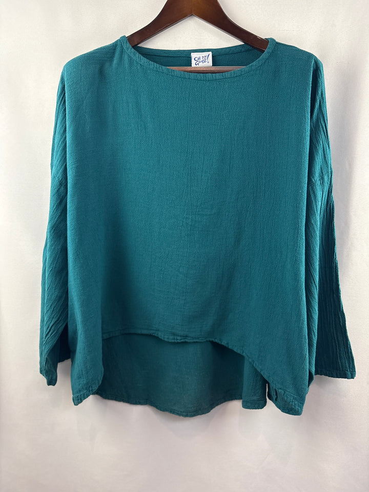Women’s Oh My Gauze! XL Dark Teal Long Sleeve Blouse