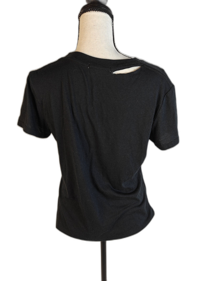 Women's Sub_Urban Riot Black Cutout Neck Short Sleeve T-Shirt XS