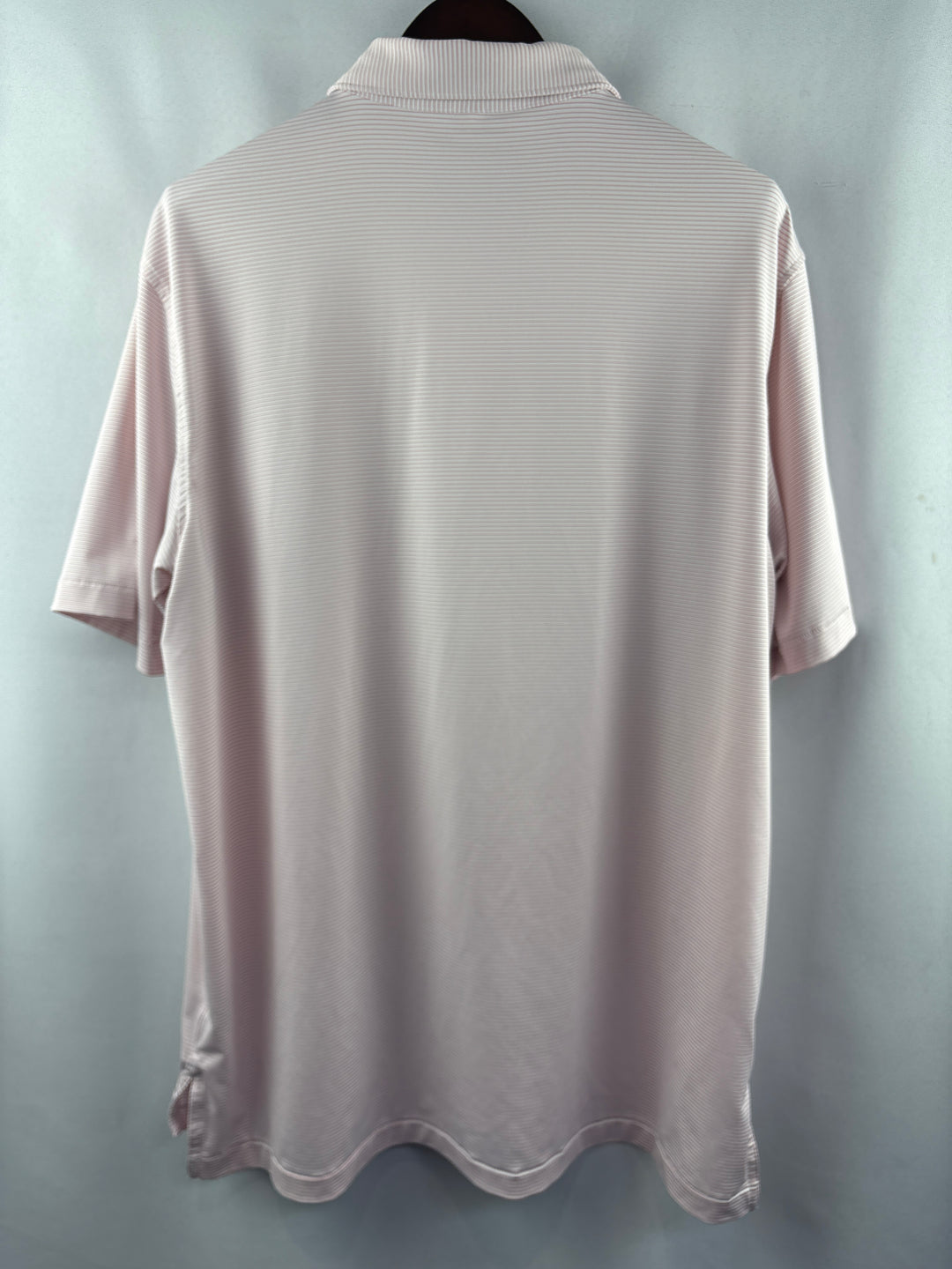 Men’s Peter Millar XL White Golf Polo w/ Pink Pinstripes