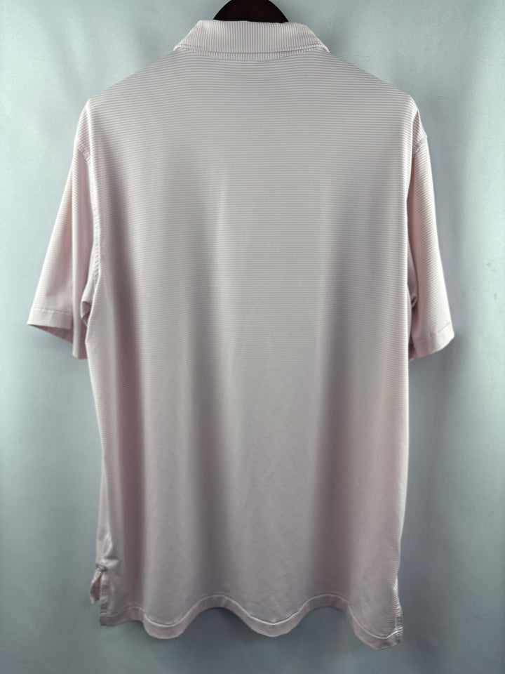 Men’s Peter Millar XL White Golf Polo w/ Pink Pinstripes