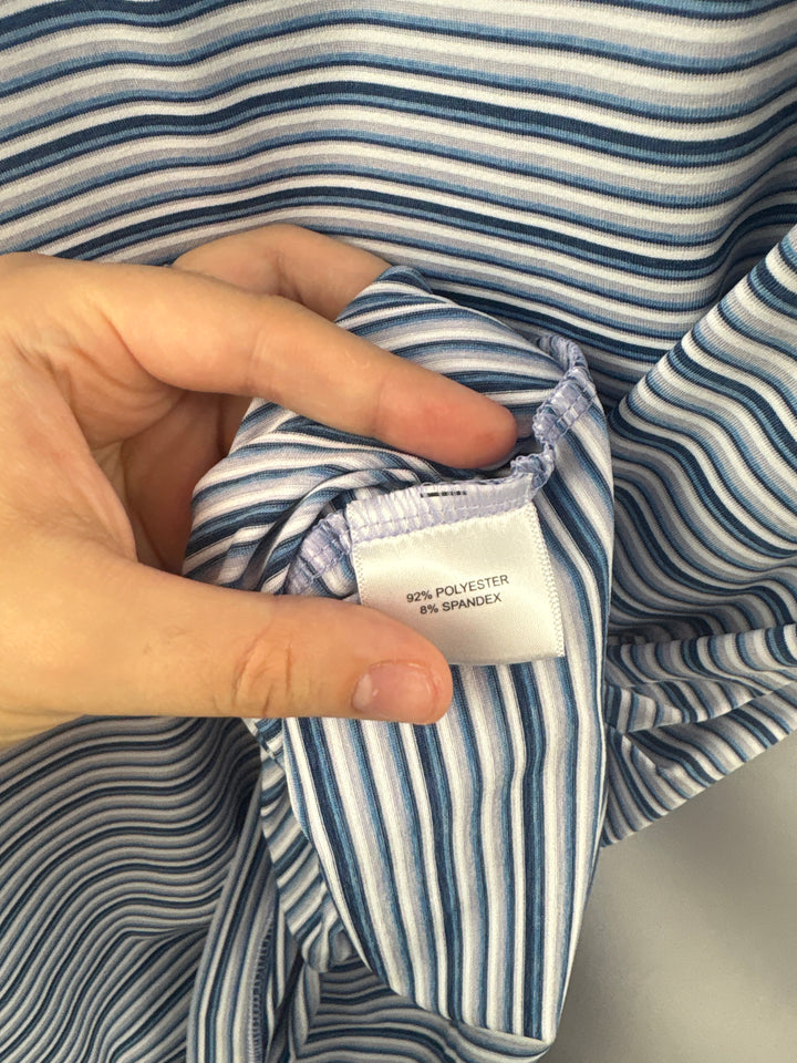Men’s Peter Millar XL Blue &amp; White Striped Golf Polo
