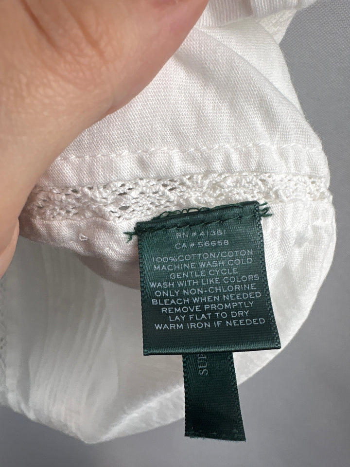 Women’s Lauren by Ralph Lauren XL White Short Sleeve Blouse