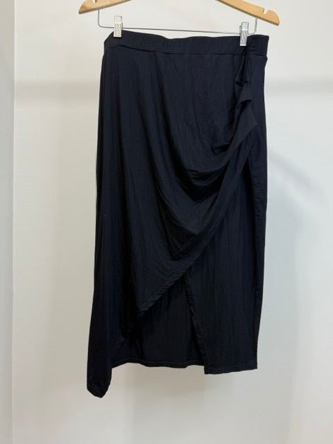 Halara Ruched Split Hem Midi Skirt Black NWT SzXL