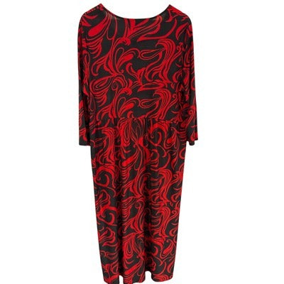 Women’s Ulla Popken Size 20/22 Red and Black Patterned Maxi Dress