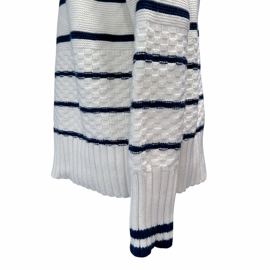 Vineyard Vines Women's Small Striped Fisherman Crew Sweater in Marshmallow Nautical