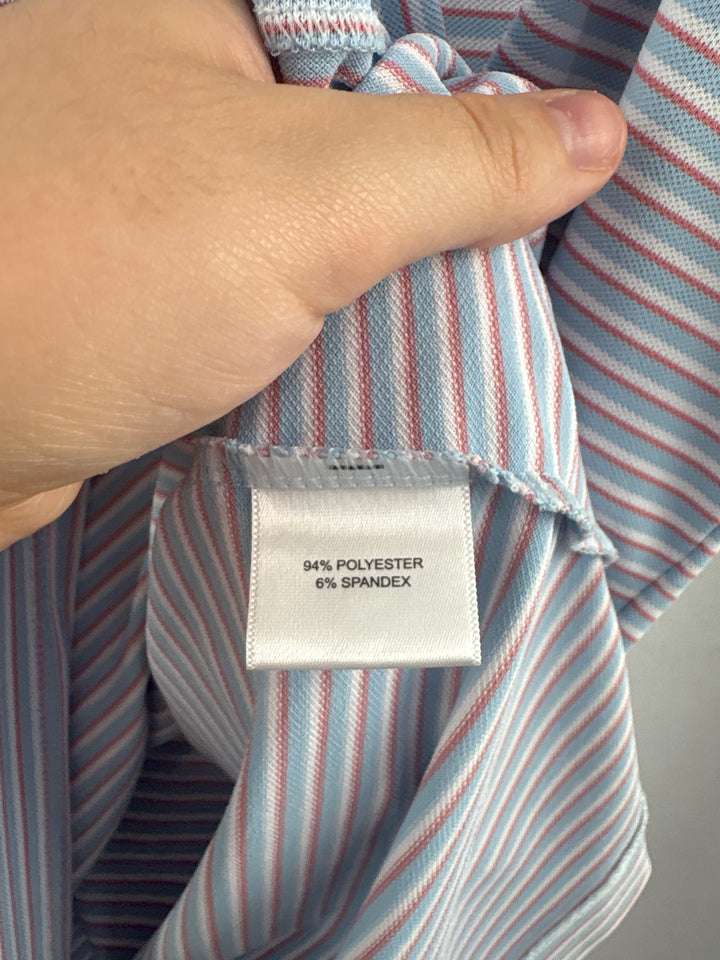 Men’s Peter Millar XL Blue White and Salmon Striped Golf Polo