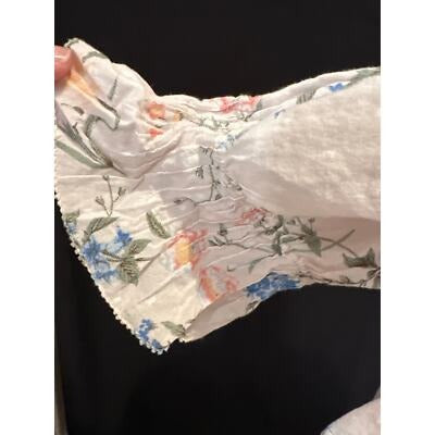 Saylor Womens Floral Print Peasant Blouse 3/4 Sleeve Elastic Ruffle Cotton Made In India Dry Clean Only