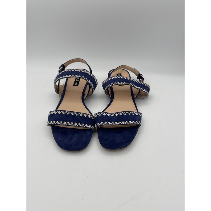 Violet & Red Blue Suede Zig-Zag Strap Sandals For Women