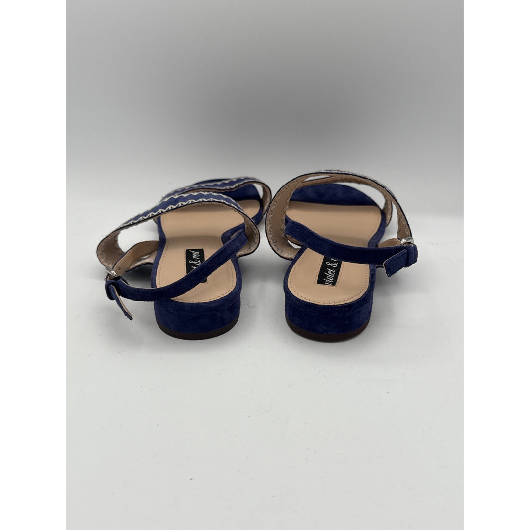 Violet & Red Blue Suede Zig-Zag Strap Sandals For Women