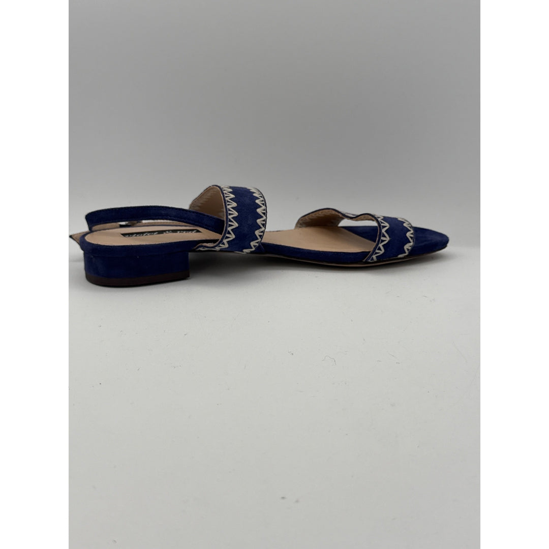 Violet & Red Blue Suede Zig-Zag Strap Sandals For Women