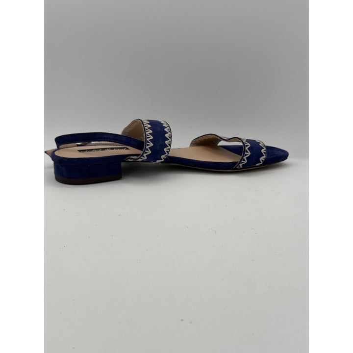 Violet & Red Blue Suede Zig-Zag Strap Sandals For Women