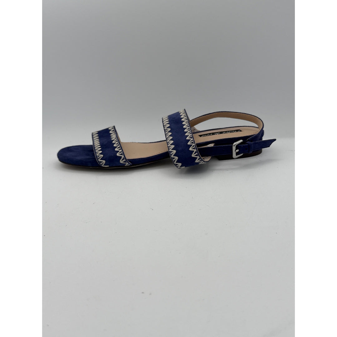 Violet & Red Blue Suede Zig-Zag Strap Sandals For Women