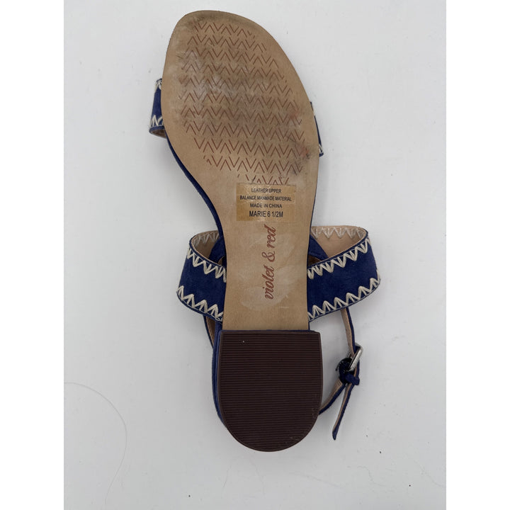 Violet & Red Blue Suede Zig-Zag Strap Sandals For Women