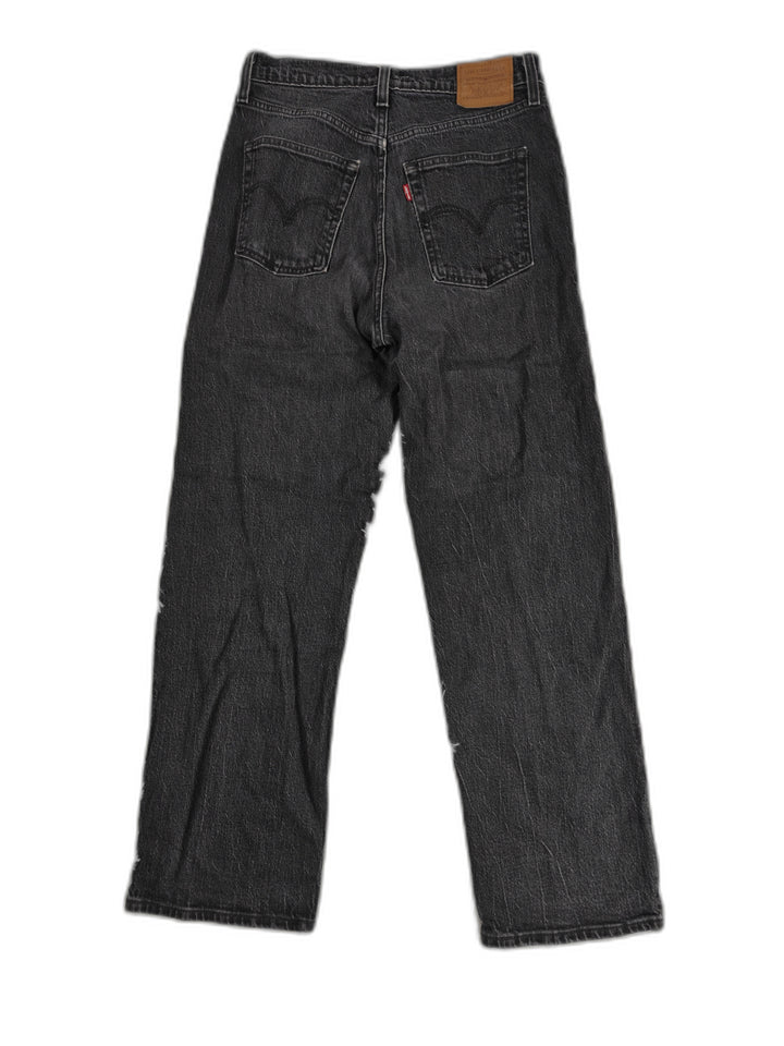 Womens Levis Ribcage Straight Ankle Black Jeans Size 28