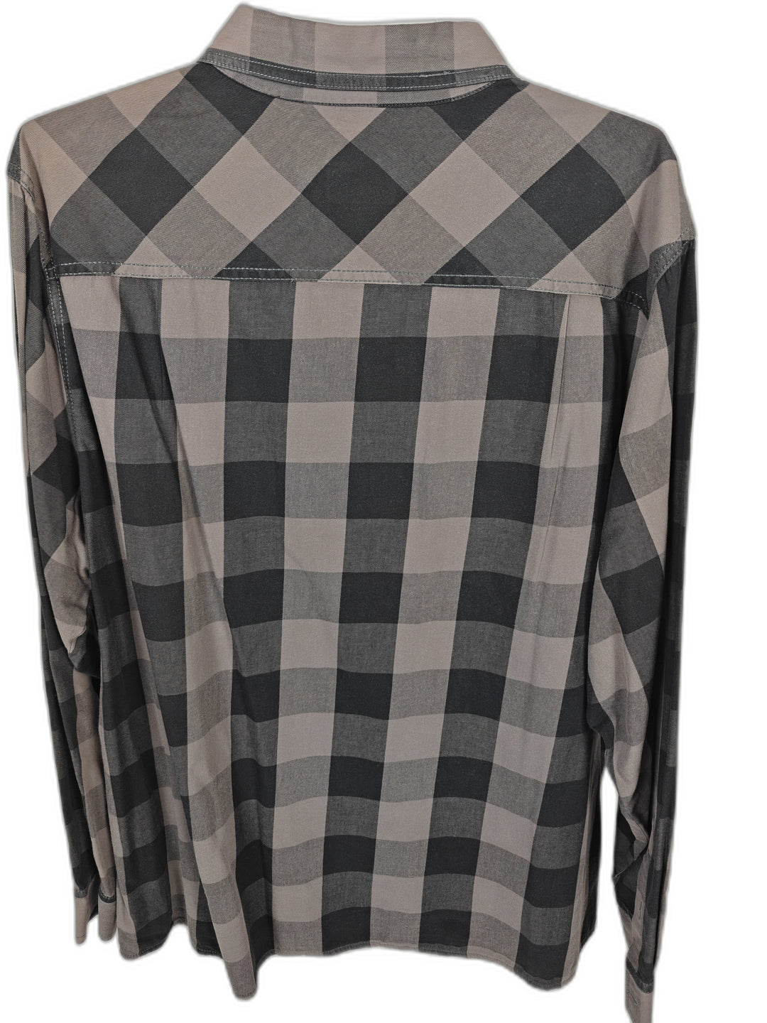 Vibes Gold Men's 3XL Gray Black Plaid Western Shirt Snap Front Long Sleeve Cotton