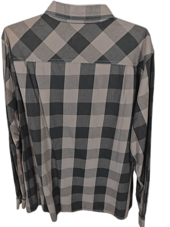 Vibes Gold Men's 3XL Gray Black Plaid Western Shirt Snap Front Long Sleeve Cotton