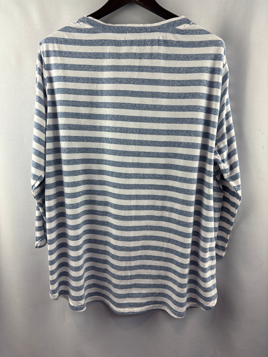 Women’s Fresh Produce 2X Blue &amp; White Striped Long Sleeve Shirt