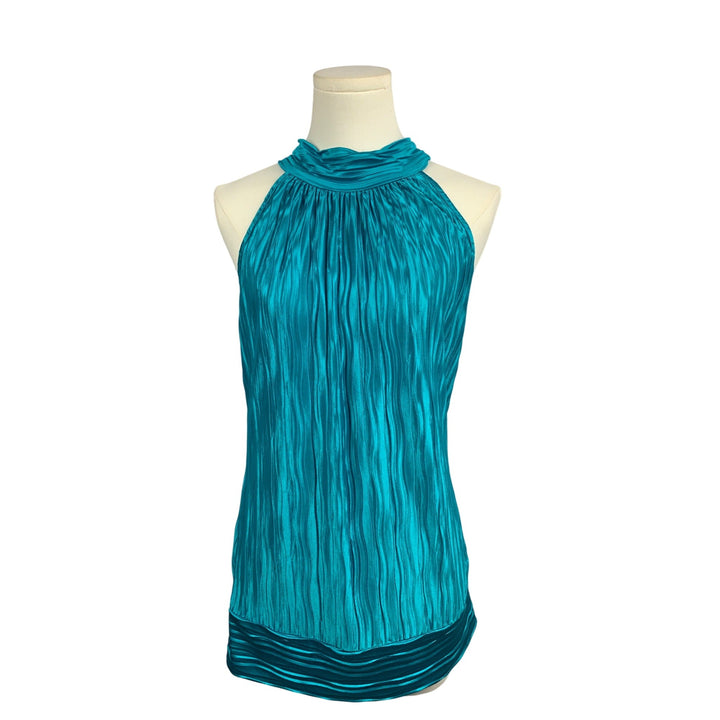 Heart Soul Womens Turquoise Sleeveless Halter Neck Top L Polyester