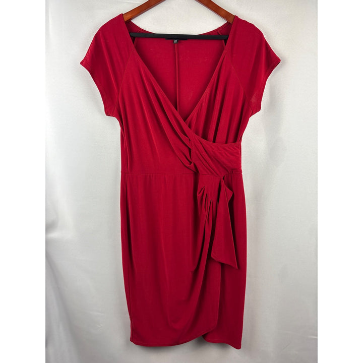 Tiana B. Red V-Neck Draped Dress PS