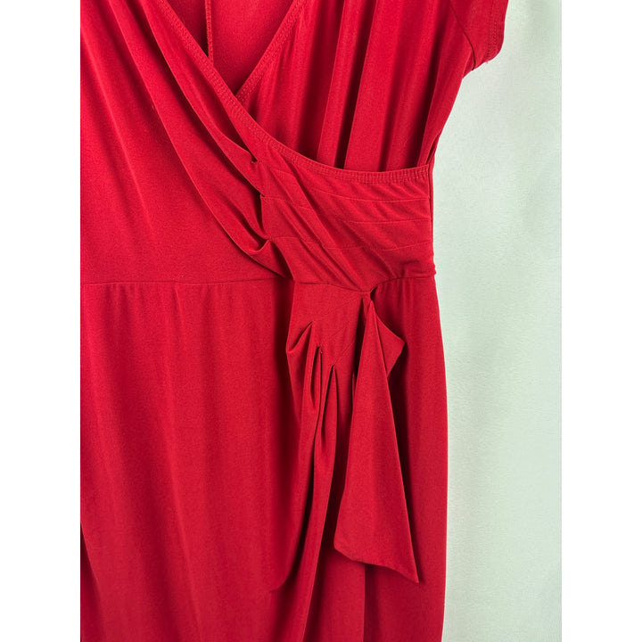 Tiana B. Red V-Neck Draped Dress PS