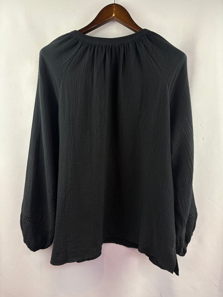 Women’s Belle Beach Kim Gravel Large Black Long Sleeve Blouse