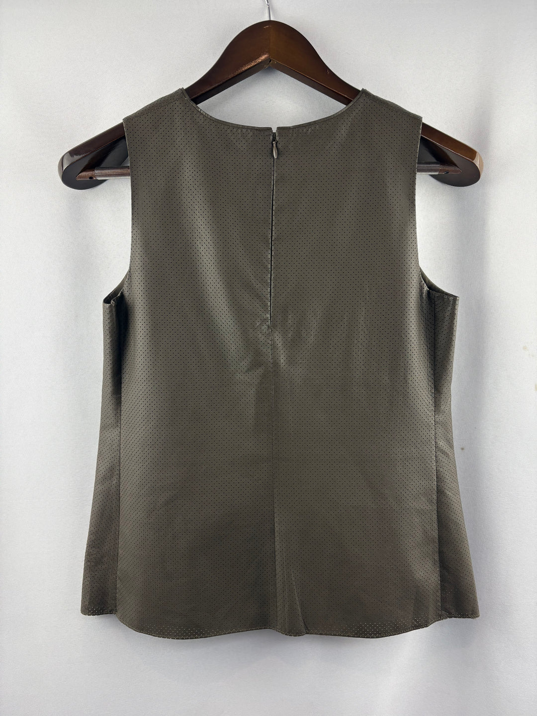 Women’s Vince Size 4 Chocolate Brown Leather Sleeveless Blouse