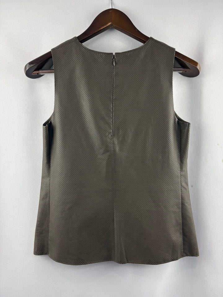 Women’s Vince Size 4 Chocolate Brown Leather Sleeveless Blouse