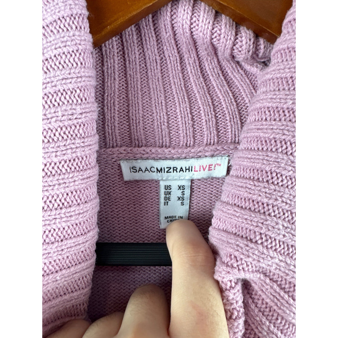Isaac Mizrahi Live! Womens XS Pink Turtleneck Sweater Cotton Blend
