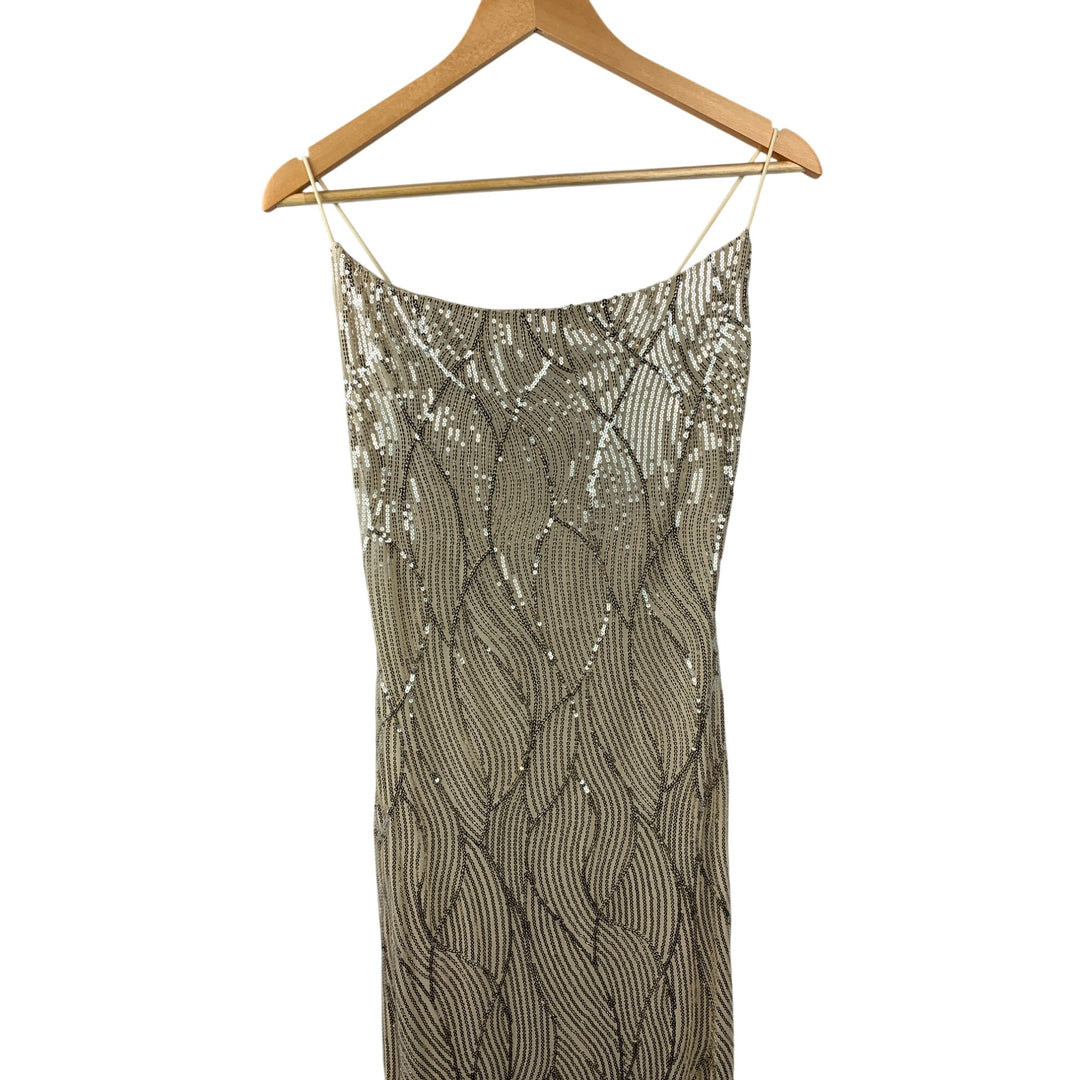 Women’s Fore Sequin Champagne Long Dress Size M