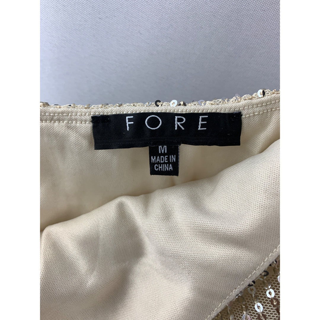 Women’s Fore Sequin Champagne Long Dress Size M