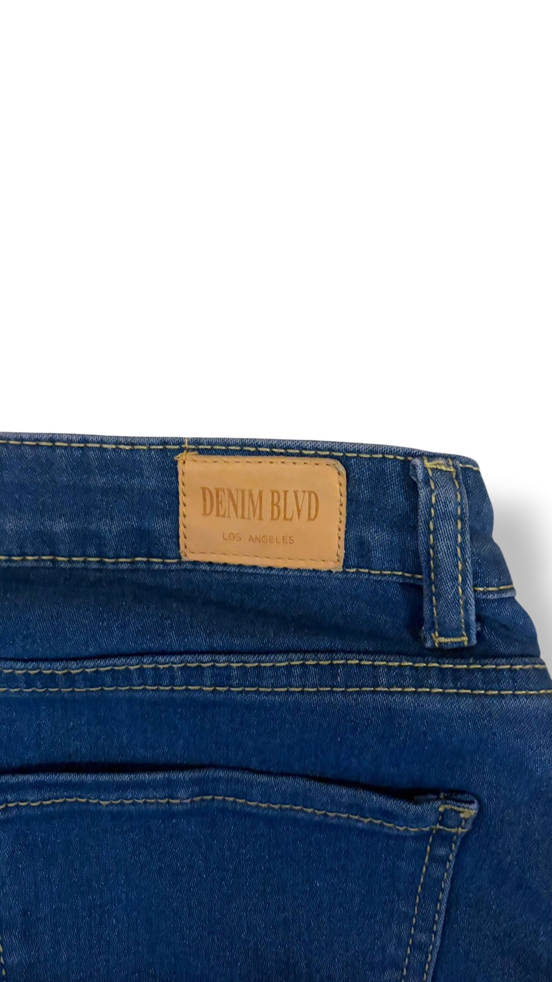 Denim BLVD Dark Wash Stretch Denim Mini Skirt Frayed Hem Y2K Size Large