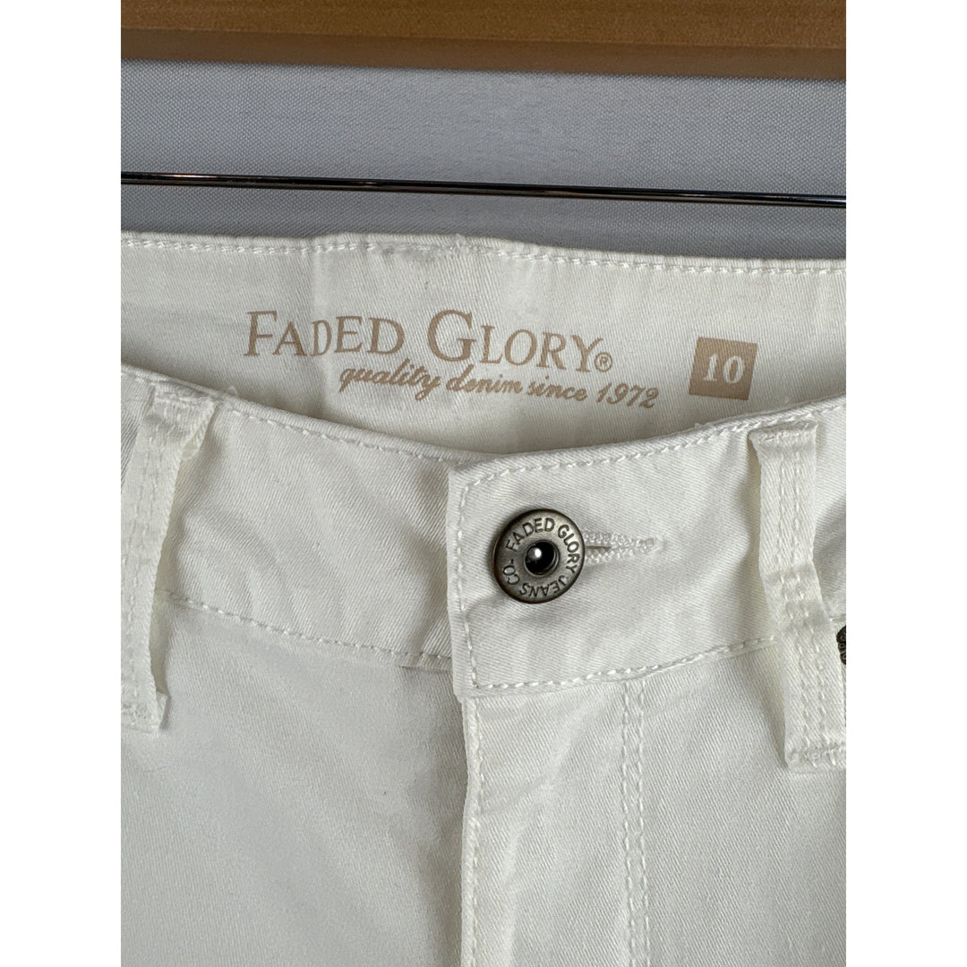 Faded Glory Classic White Denim Jeans Straight Leg Comfort Stretch Pants