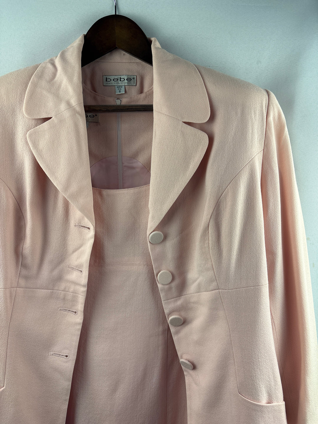 Women’s Bebe Size 10 Peachy Pink Pencil Dress & Blazer Set