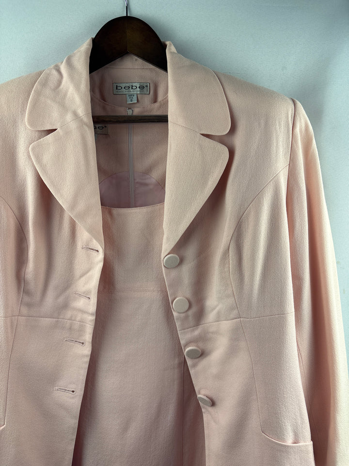 Women’s Bebe Size 10 Peachy Pink Pencil Dress & Blazer Set