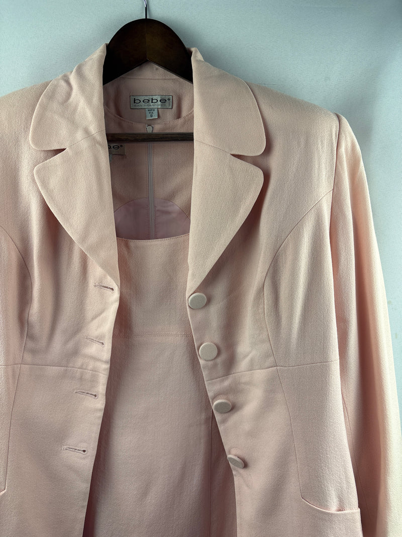 Women’s Bebe Size 10 Peachy Pink Pencil Dress & Blazer Set