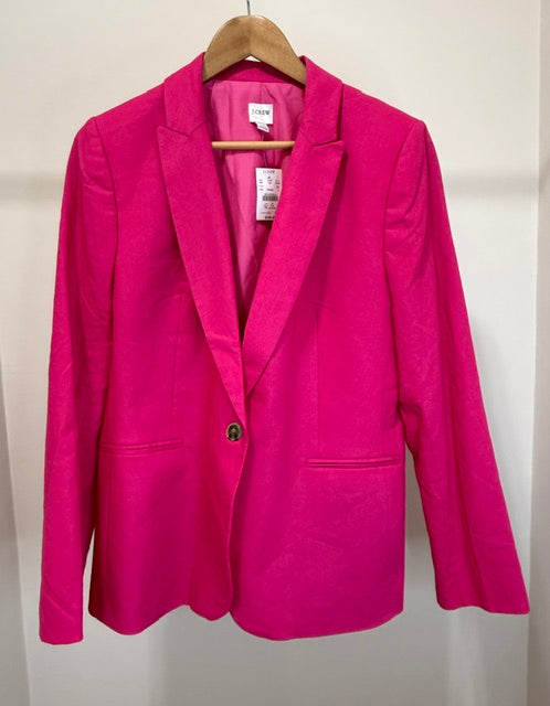 J.Crew Holland Linen‑Blend Pink One‑Button Blazer Sz14 NWT