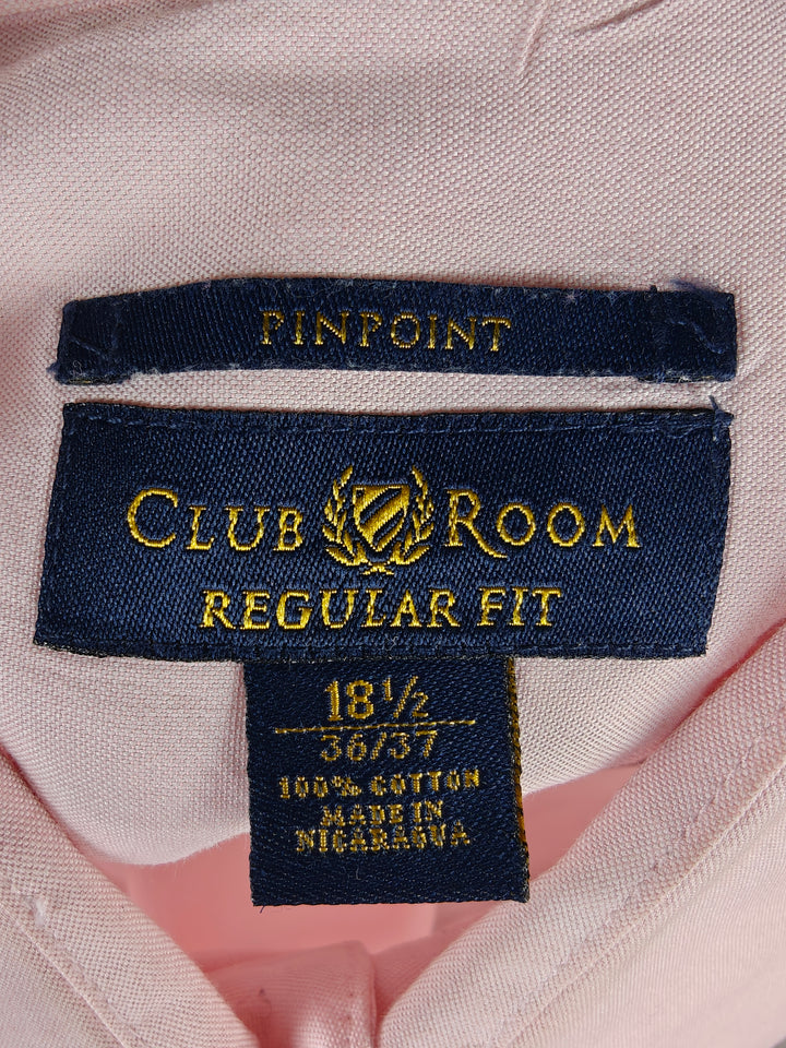 Club Room Men's Pink Pinpoint Dress Shirt 18.5 36/37 French Cuff 100% Cotton